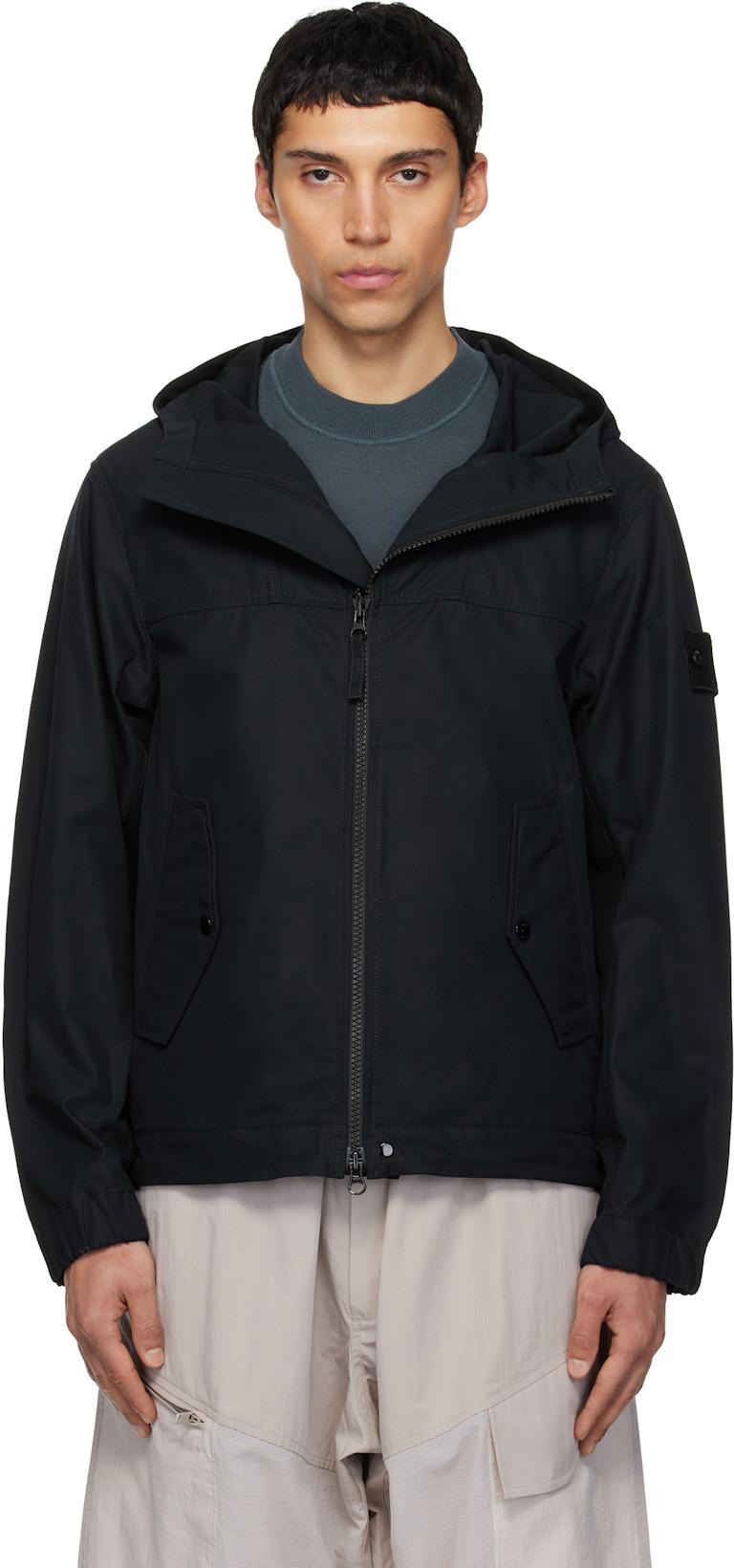 Black 4100037 All-Weather Cotton Canvas Jacket by STONE ISLAND