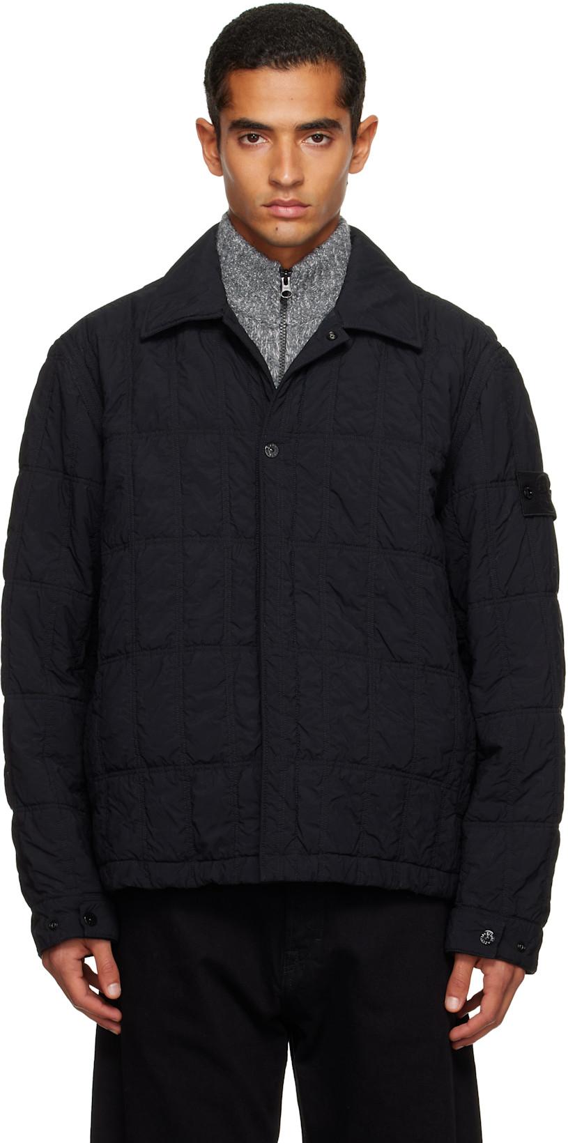 Black 4100099 Nylon Smerigliato Jacket by STONE ISLAND