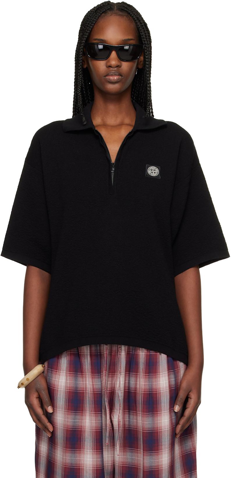 Black 5100021 Light Raw Hand Organic Cotton Polo by STONE ISLAND