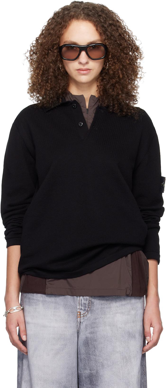 Black 5100024 Micro Stitch Soft Organic Cotton Polo by STONE ISLAND