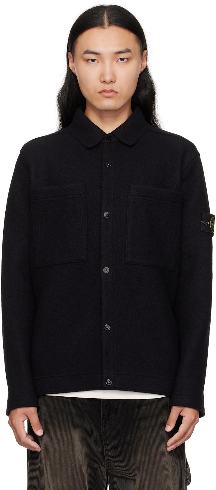 Black 5100058 Felted RWS Wool Jacket by STONE ISLAND
