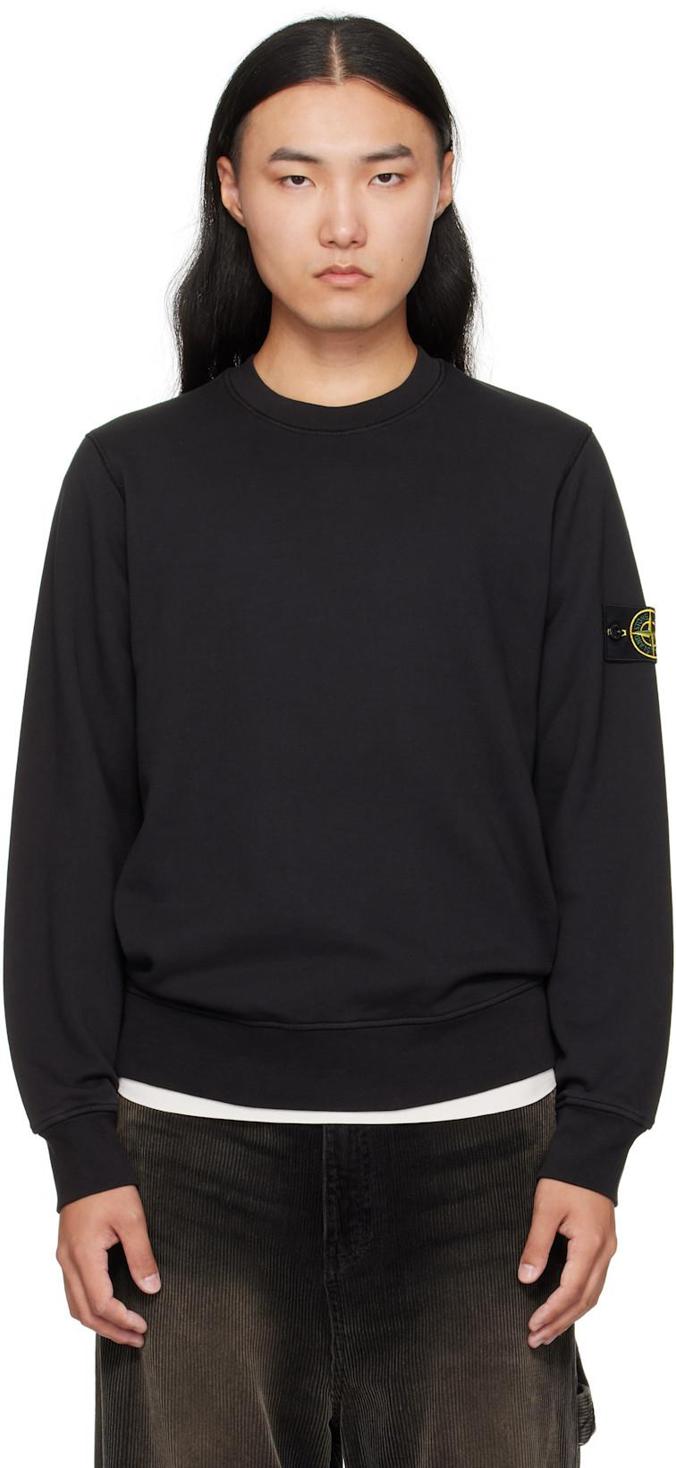 Black 6100060 Organic Cotton Fleece Sweatshirt by STONE ISLAND
