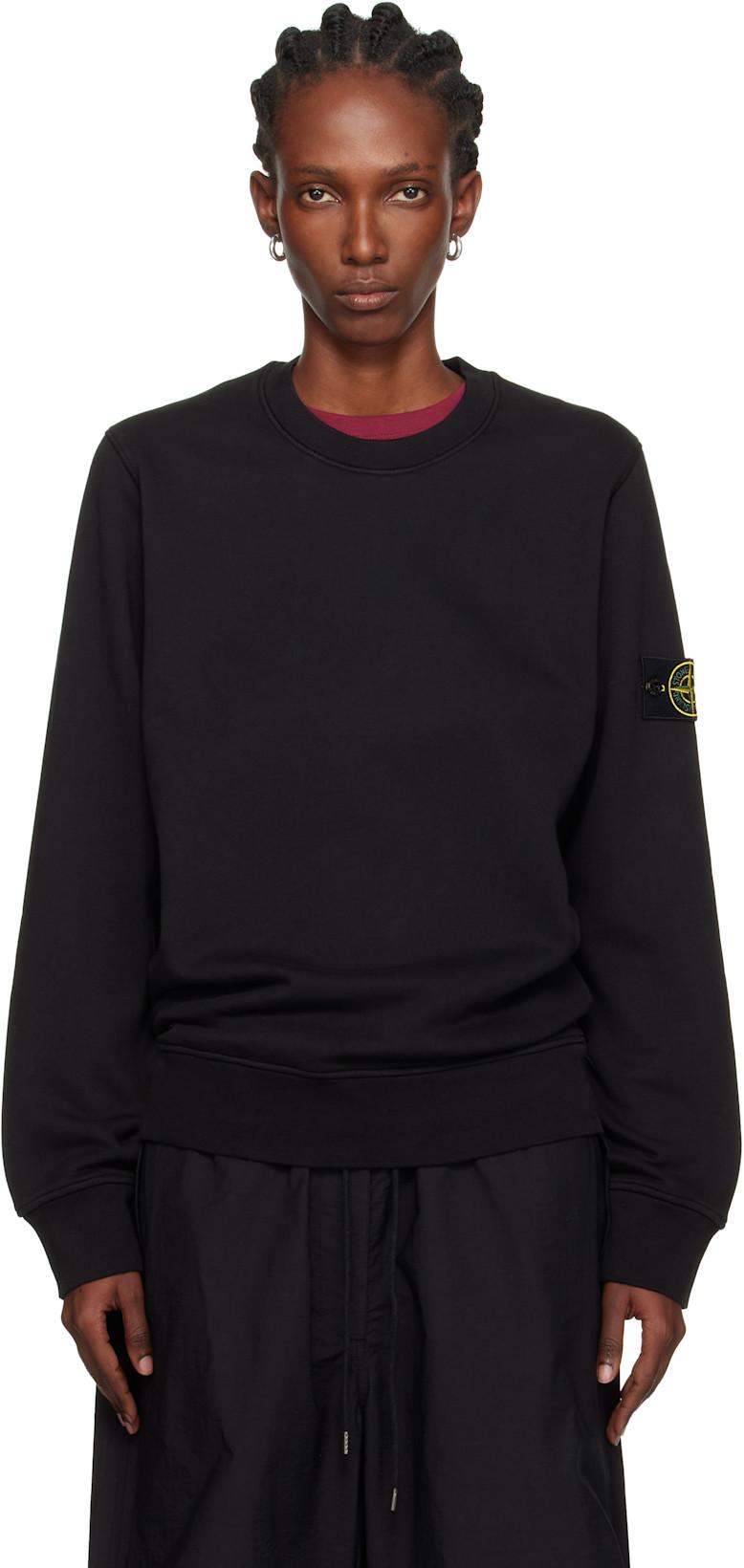 Black 6100060 Organic Cotton Fleece Sweatshirt by STONE ISLAND
