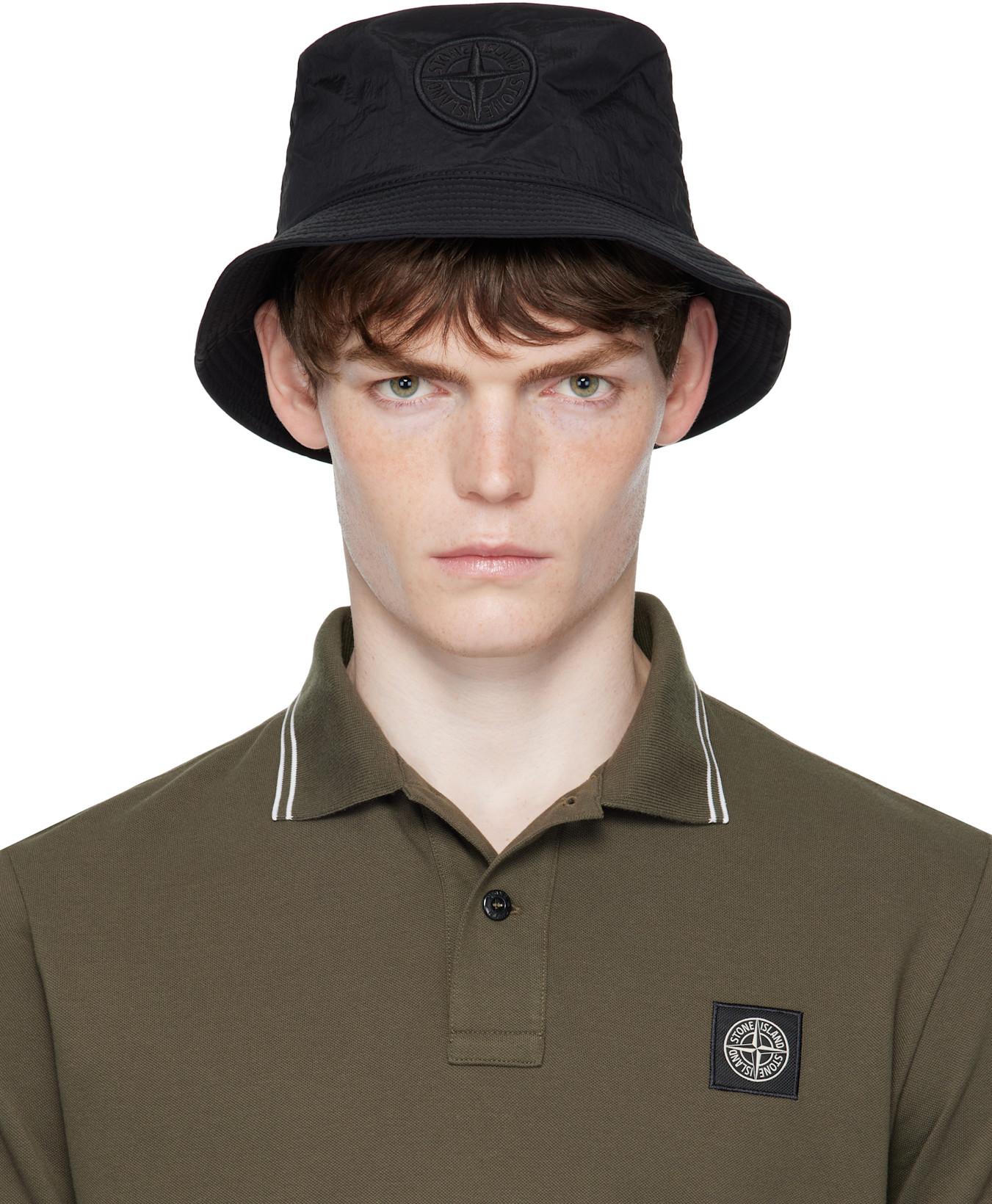 Black 9100012 Nylon Metal ECONYL Bucket Hat by STONE ISLAND