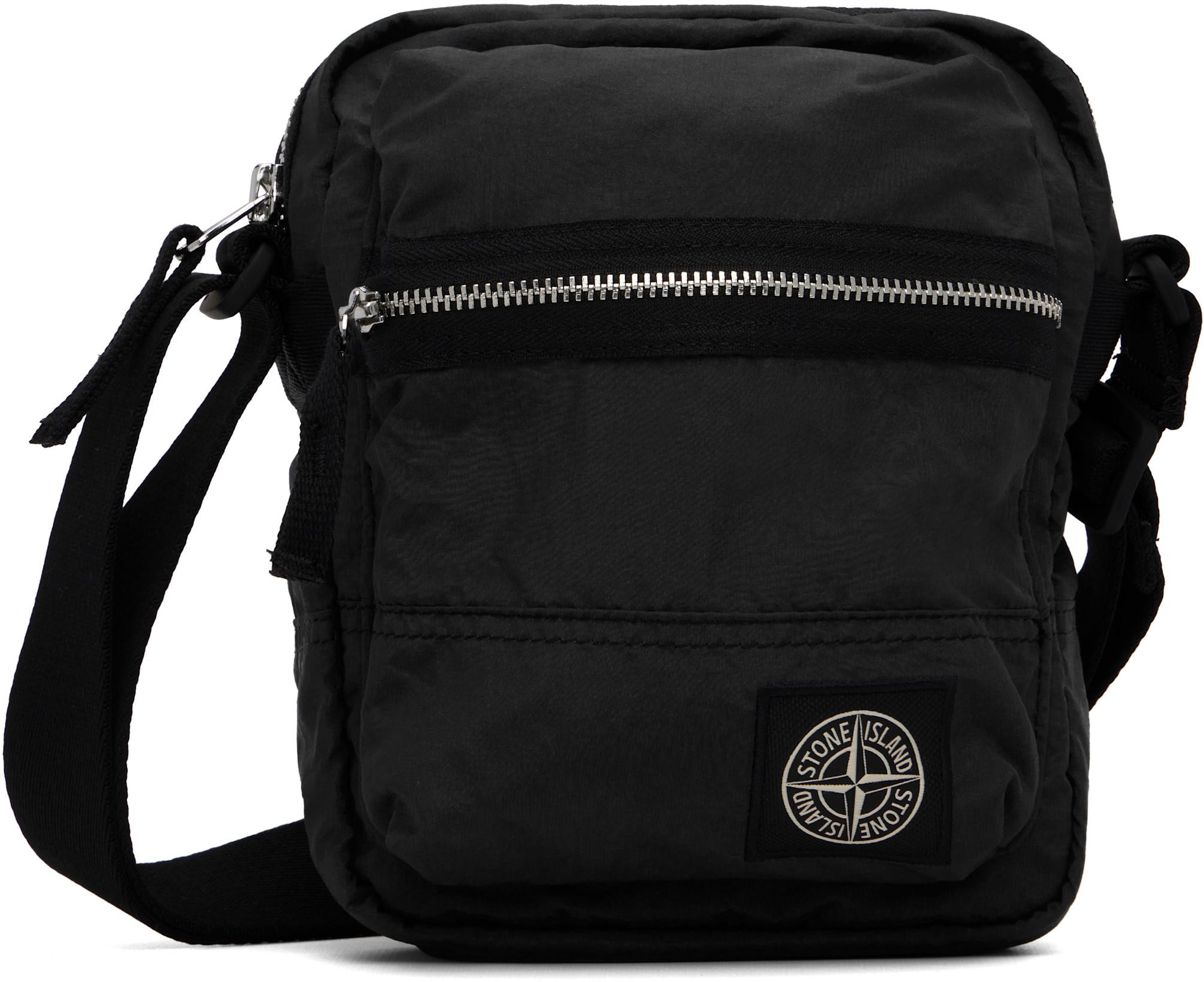 Black 9200015 Coated Nylon Metal ECONYL Pouch by STONE ISLAND