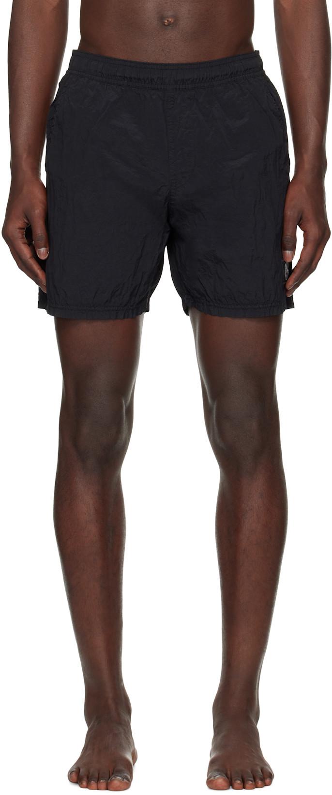 Black B100004 Nylon Metal Swim Shorts by STONE ISLAND