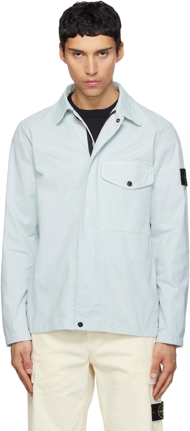 Blue 1200001 Organic Cotton Stretch 'Old' Effect Jacket by STONE ISLAND