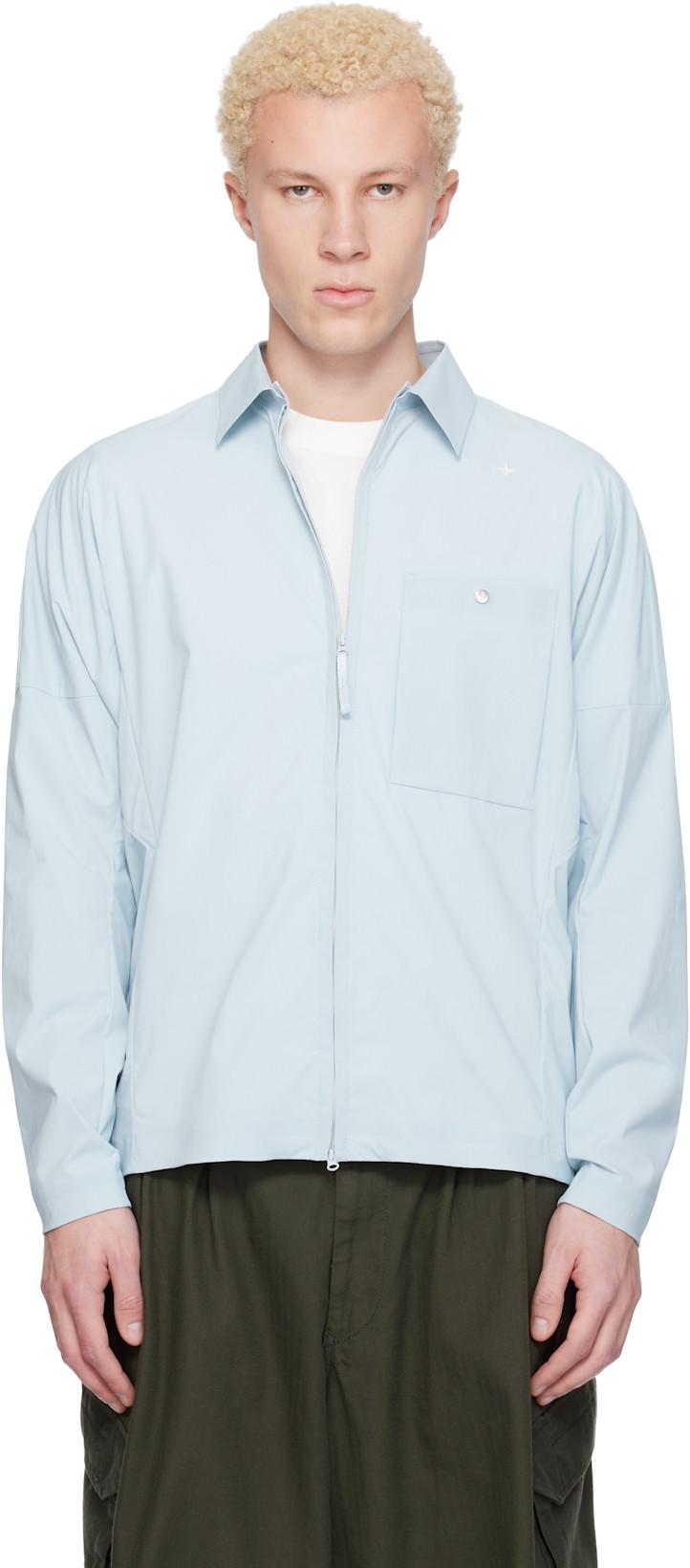 Blue 1200016 Recycled Stretch Nylon Tela Stellina Jacket by STONE ISLAND
