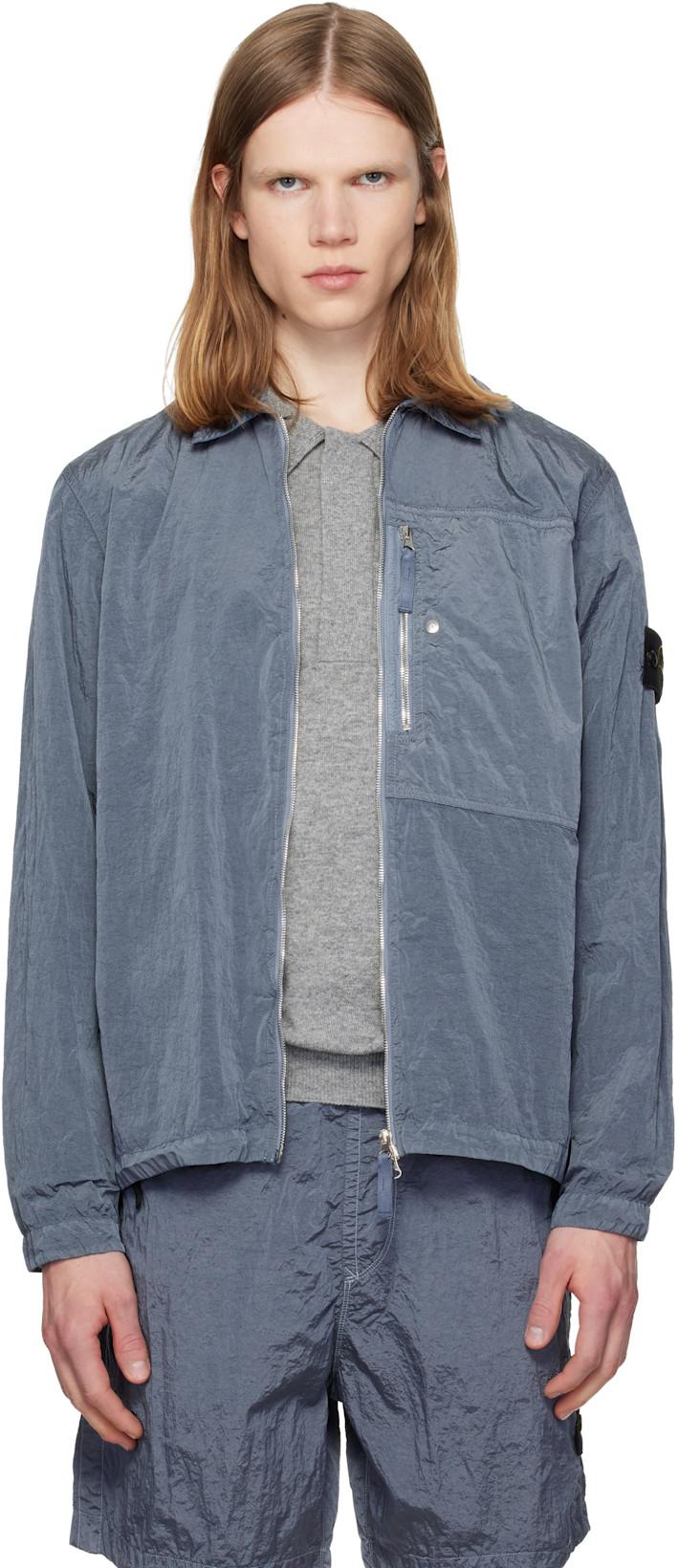 Blue 1200038 Nylon Metal ECONYL Overshirt by STONE ISLAND