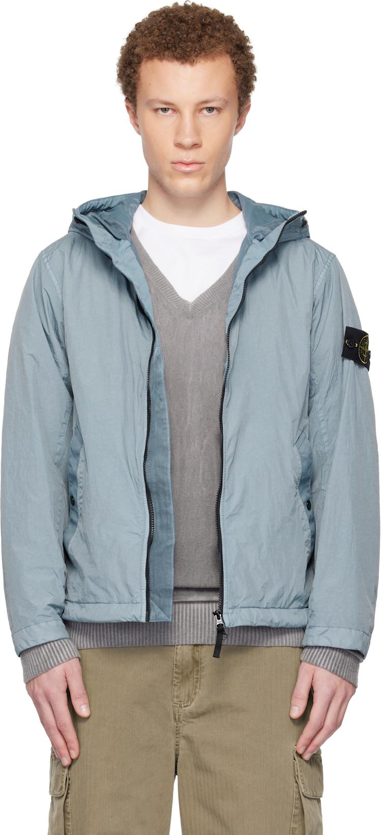 Blue 4100001 Crinkle Reps NY Jacket by STONE ISLAND
