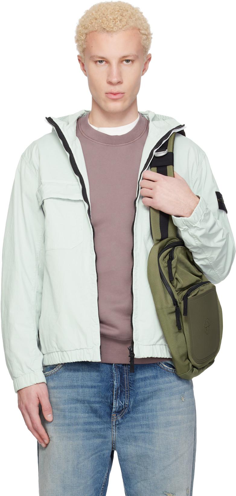 Blue 4100077 Stretch Organic Cotton Twill Jacket by STONE ISLAND