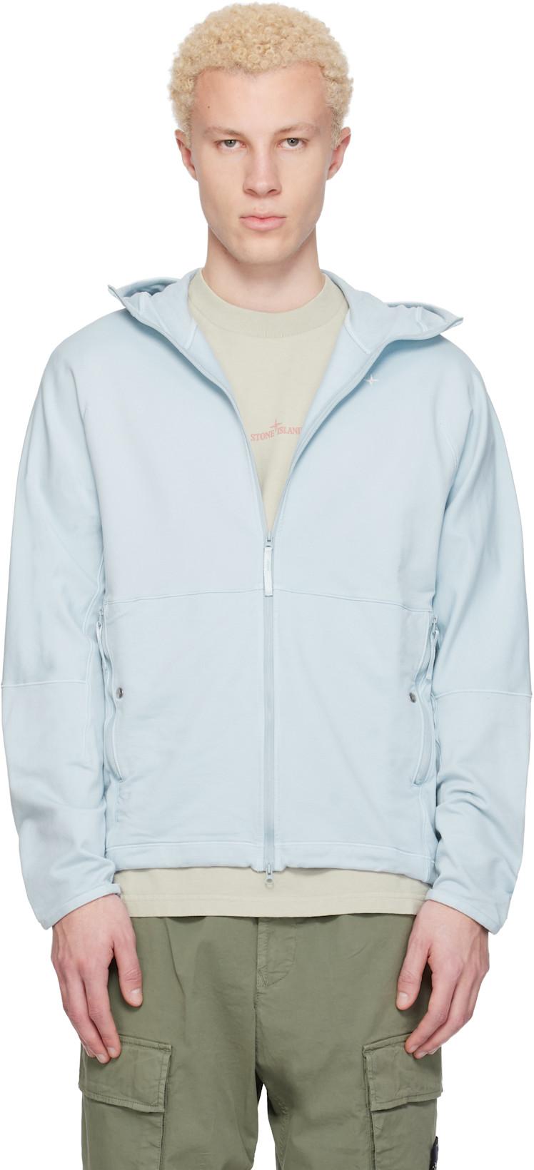 Blue 6100069 Stretch Cotton Fleece Stellina Hoodie by STONE ISLAND