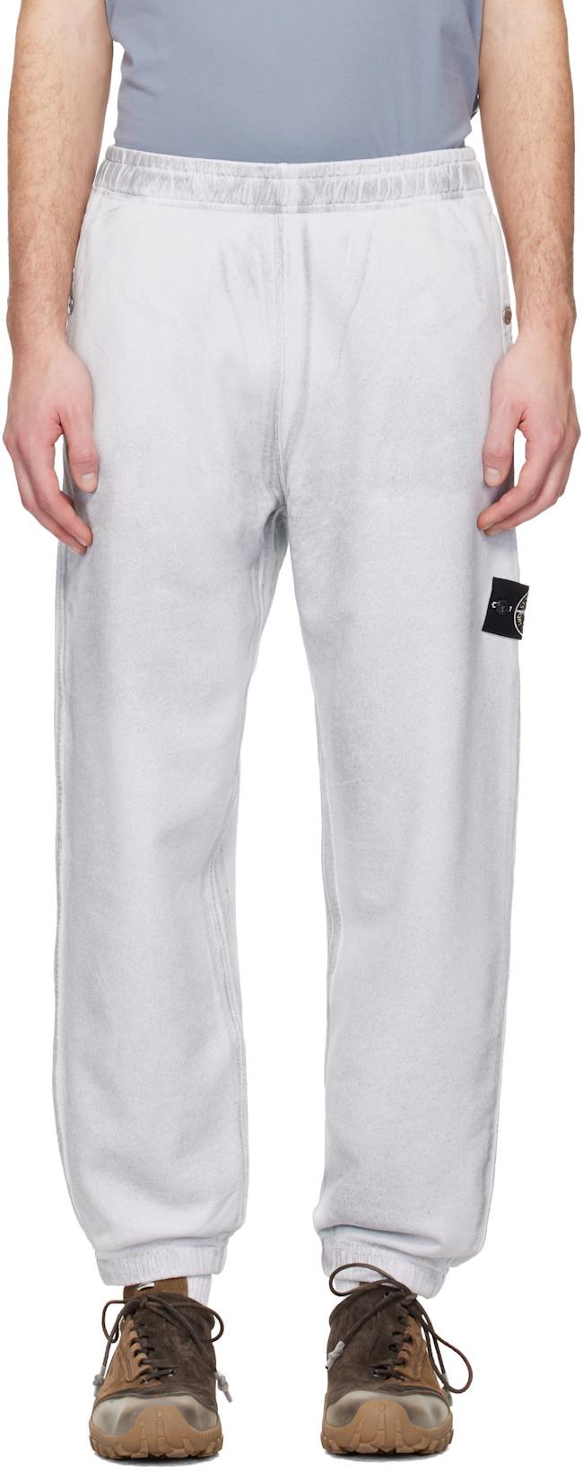 Blue 6200003 Organic Cotton Fleece Reflective Sweatpants by STONE ISLAND