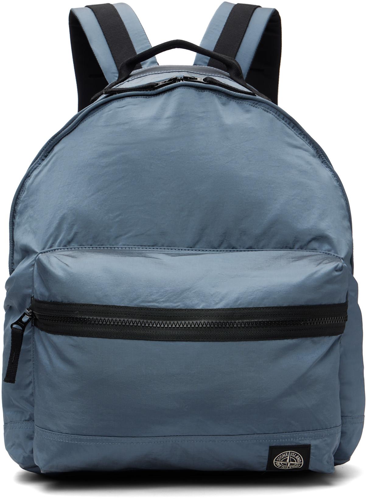 Blue 9200010 Coated Nylon Metal ECONYL Backpack by STONE ISLAND