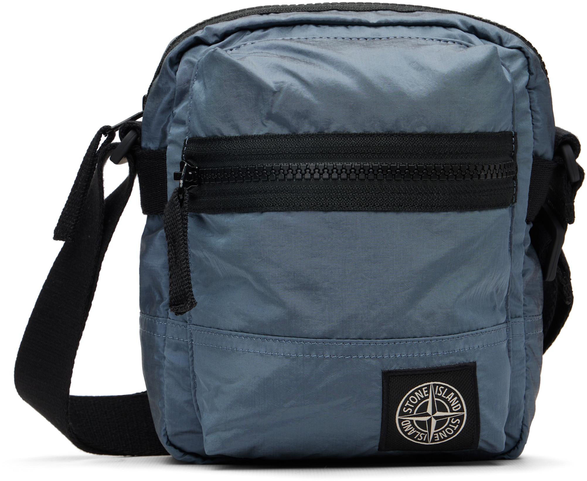 Blue 9200015 Coated Nylon Metal ECONYL Bag by STONE ISLAND