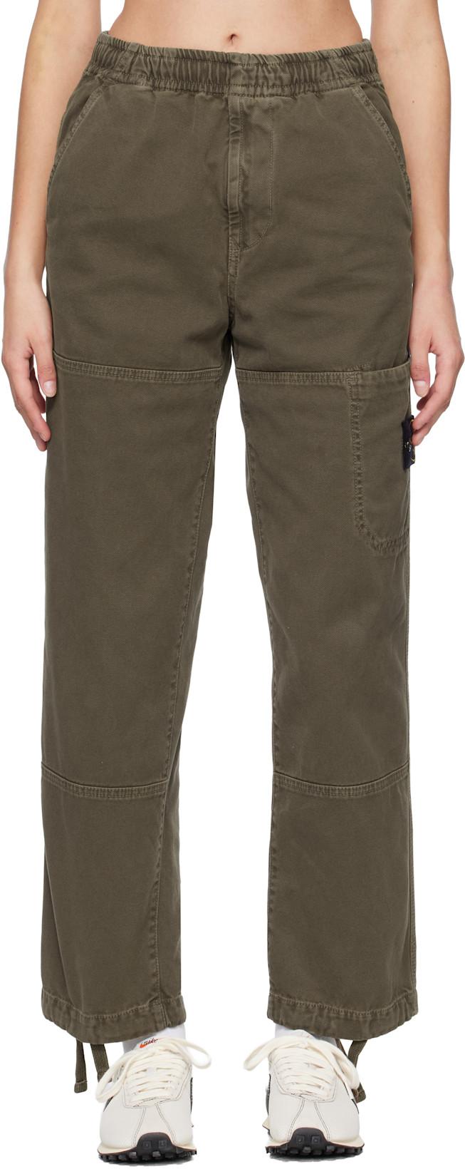 Brown 3100005 Organic Panama Cotton Old Effect Trousers by STONE ISLAND Brown 3100005 Organic Panama Cotton Old Effect Trousers by STONE ISLAND