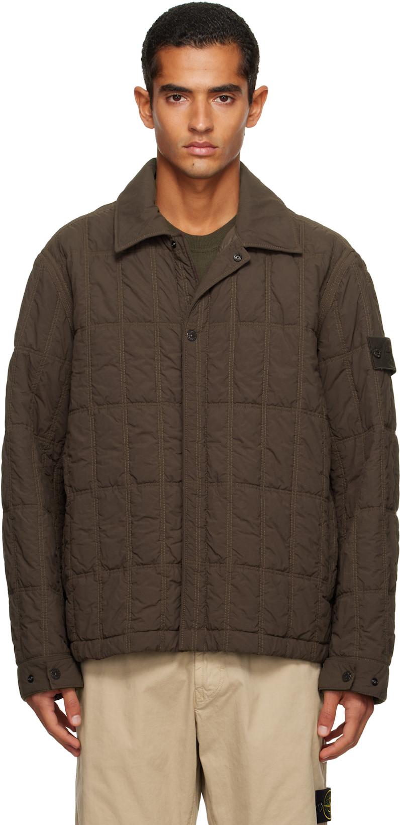 Brown 4100099 Nylon Smerigliato Jacket by STONE ISLAND