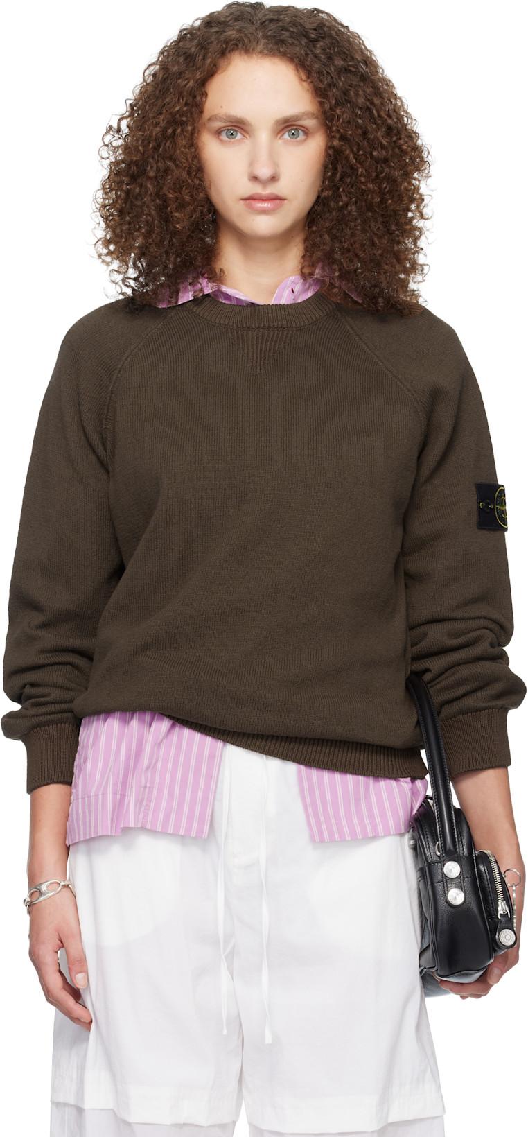 Brown 5100013 Raw Hand Organic Cotton Sweater by STONE ISLAND