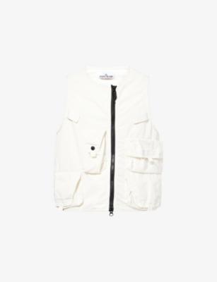 Compass-Badge Ripstop Utility Zip-Up Cotton-Blend Vest by STONE ISLAND