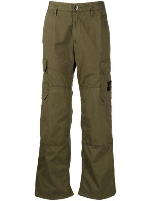 Compass-appliqué cargo trousers by STONE ISLAND