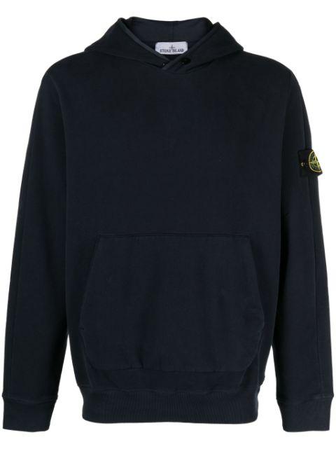 Compass-appliqué cotton hoodie by STONE ISLAND
