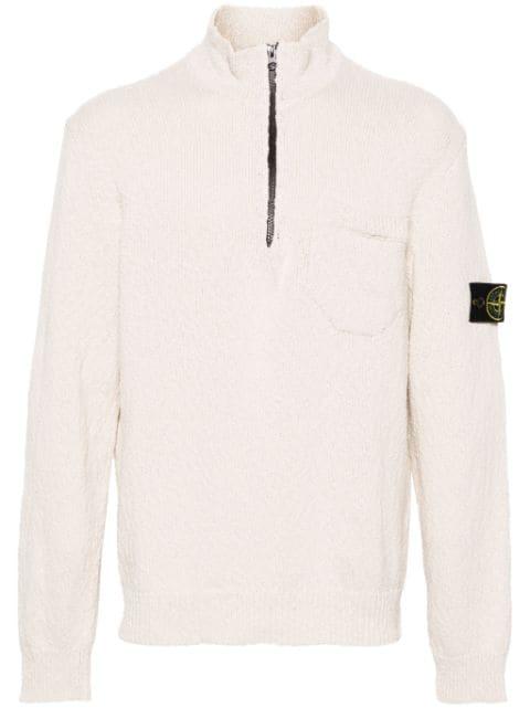 Compass-badge bouclé jumper by STONE ISLAND