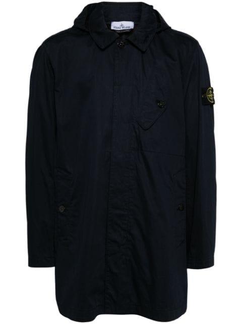 Compass-badge cotton hoodied jacket by STONE ISLAND