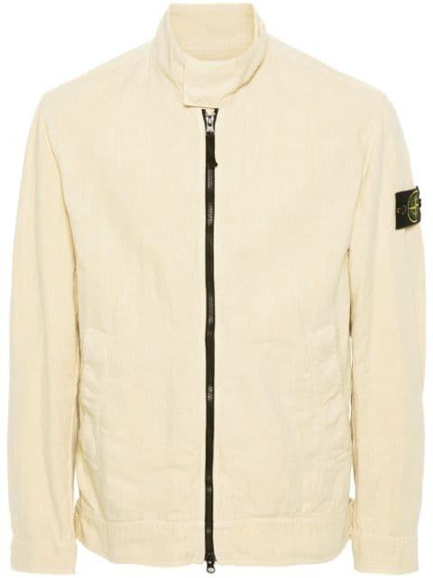 Compass-badge linen-blend jacket by STONE ISLAND