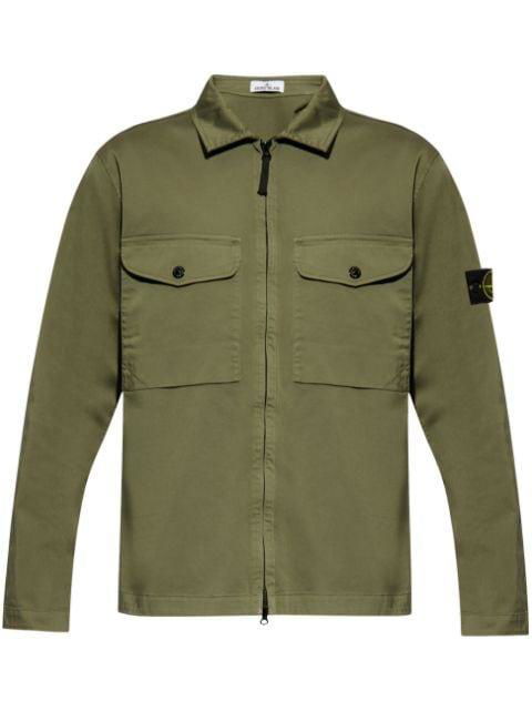 Compass-logo zip-up shirt jacket by STONE ISLAND