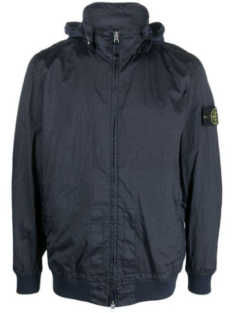 Compass-logo zip-up windbreaker by STONE ISLAND