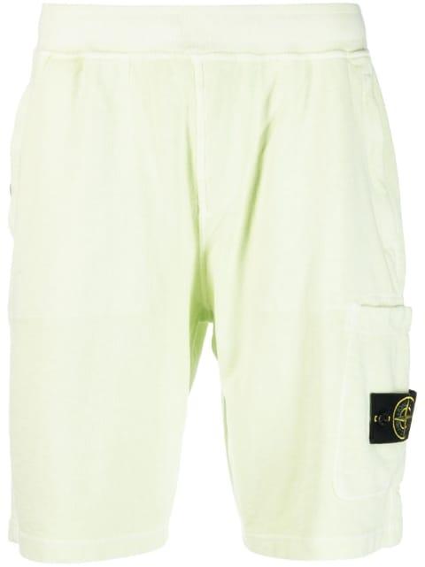 Compass-motif cotton shorts by STONE ISLAND