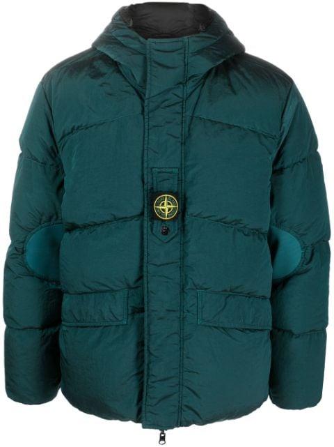 Compass-motif down puffer jacket by STONE ISLAND