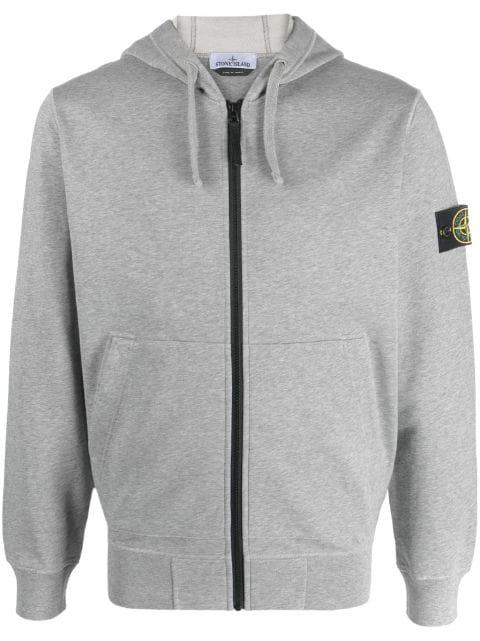 Compass-motif drawstring cotton hoodie by STONE ISLAND