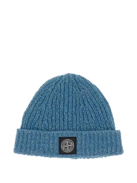 Compass-patch knit beanie by STONE ISLAND