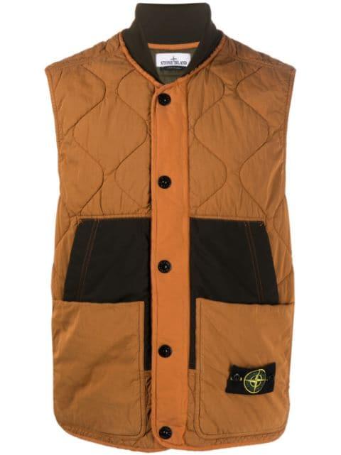 Compass-patch quilted gilet by STONE ISLAND