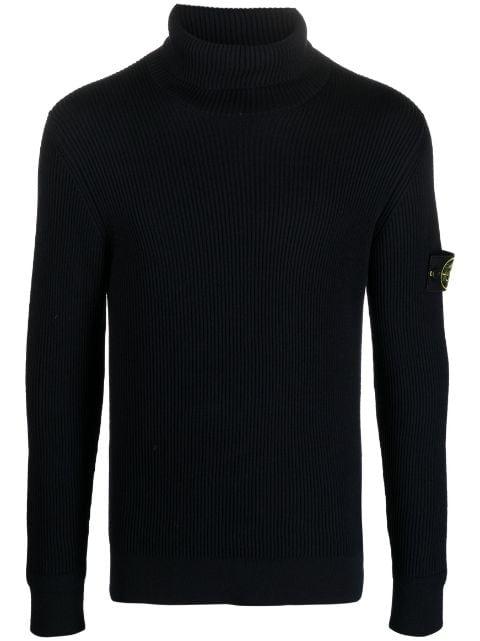 Compass-patch roll neck jumper by STONE ISLAND