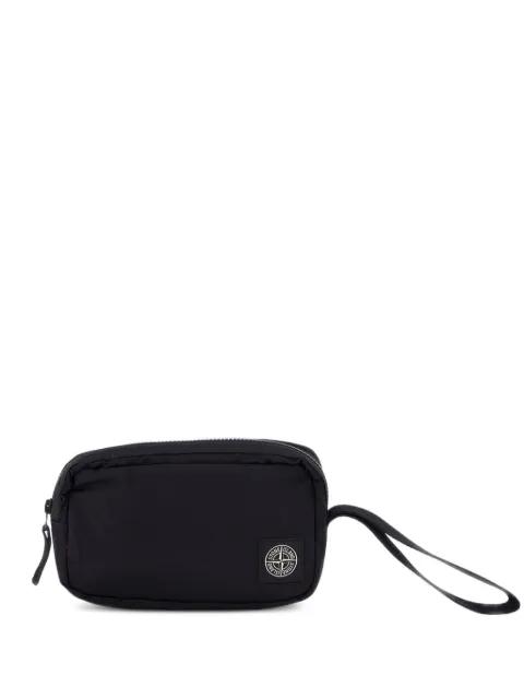 Compass-patch wrist-strap clutch bag by STONE ISLAND