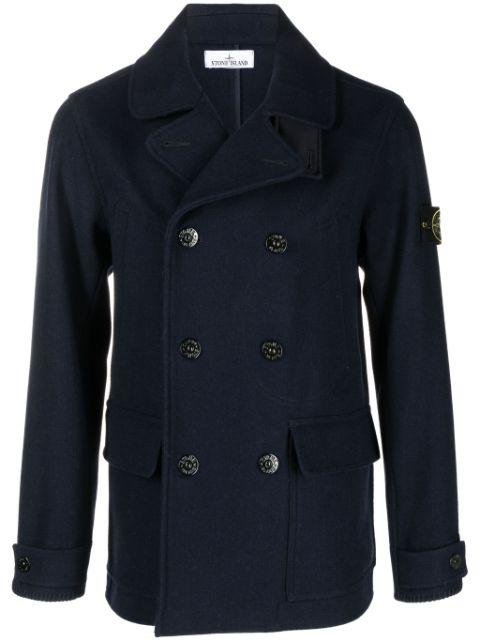 Compass virgin-wool blend peacoat by STONE ISLAND