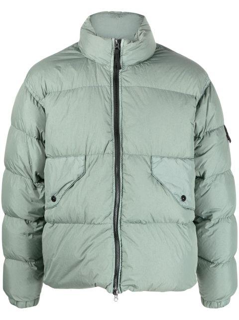 Crinkle Reps Compass-badge puffer jacket by STONE ISLAND