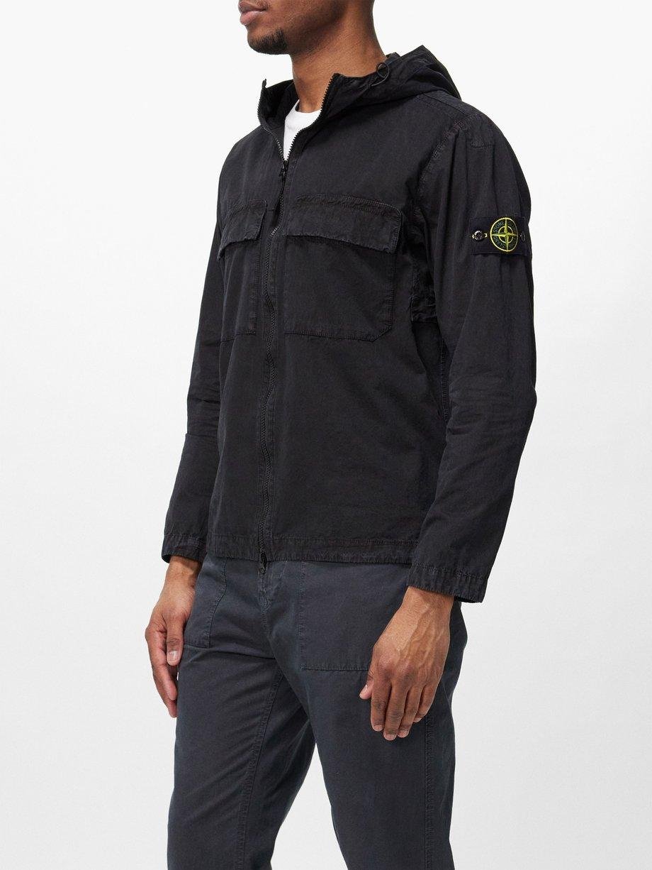 Flap-pocket cotton-canvas hoodied overshirt by STONE ISLAND