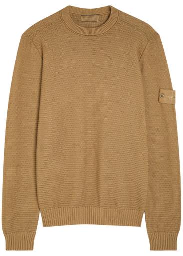 Ghost logo cotton and cashmere-blend jumper by STONE ISLAND