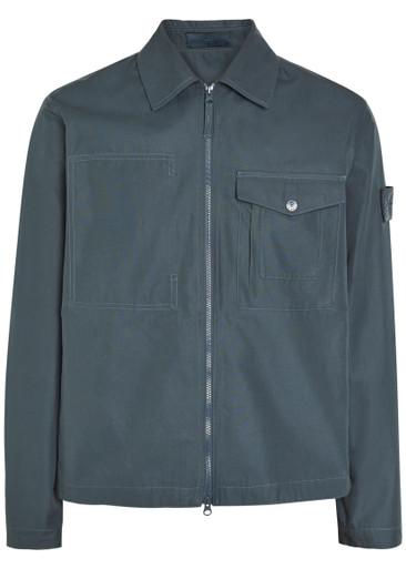 Ghost logo cotton-poplin overshirt by STONE ISLAND