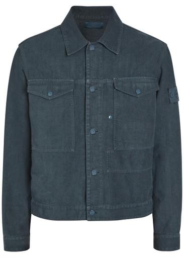 Ghost logo linen-blend overshirt by STONE ISLAND