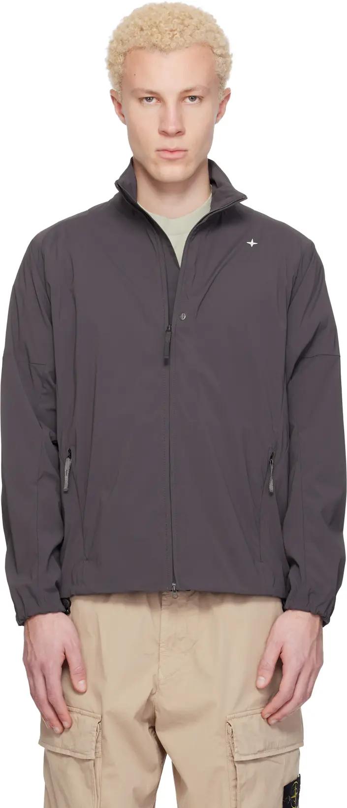 Gray 1200035 Recycled Stretch Nylon Tela S.I. Stellina Jacket by STONE ISLAND