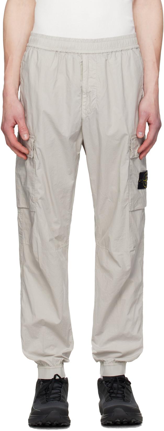 Gray 3100031 Stretch Cotton Tela 'Paracadute' Cargo Pants by STONE ISLAND