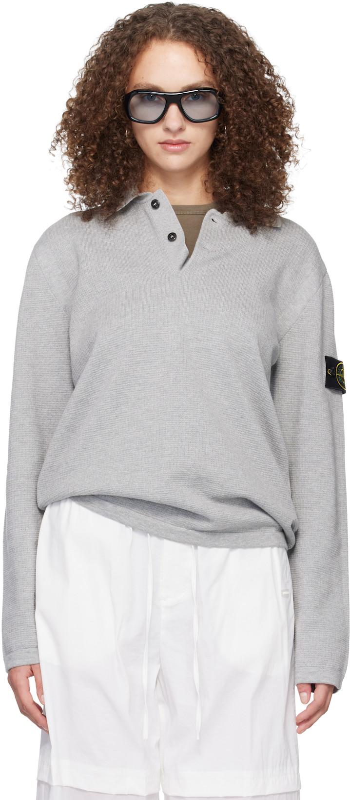 Gray 5100024 Micro Stitch Soft Organic Cotton Polo by STONE ISLAND
