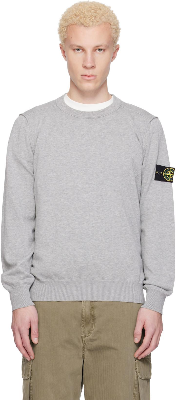 Gray 5100053 Soft Organic Cotton Sweater by STONE ISLAND