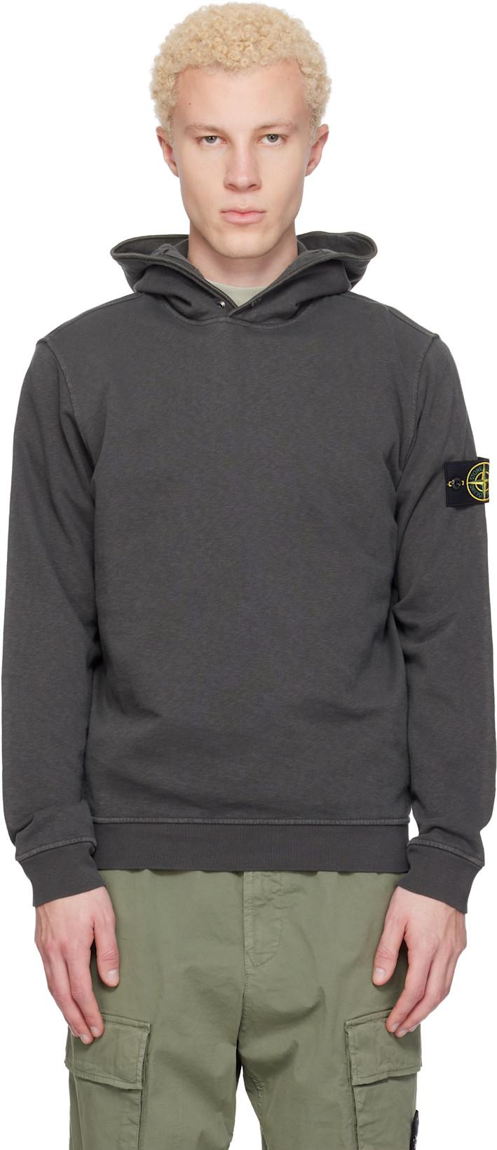 Gray 6100031 Malfilé Fleece Old Effect Hoodie by STONE ISLAND