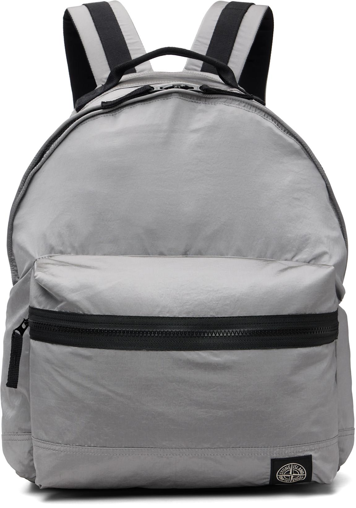 Gray 9200010 Coated Nylon Metal ECONYL Backpack by STONE ISLAND