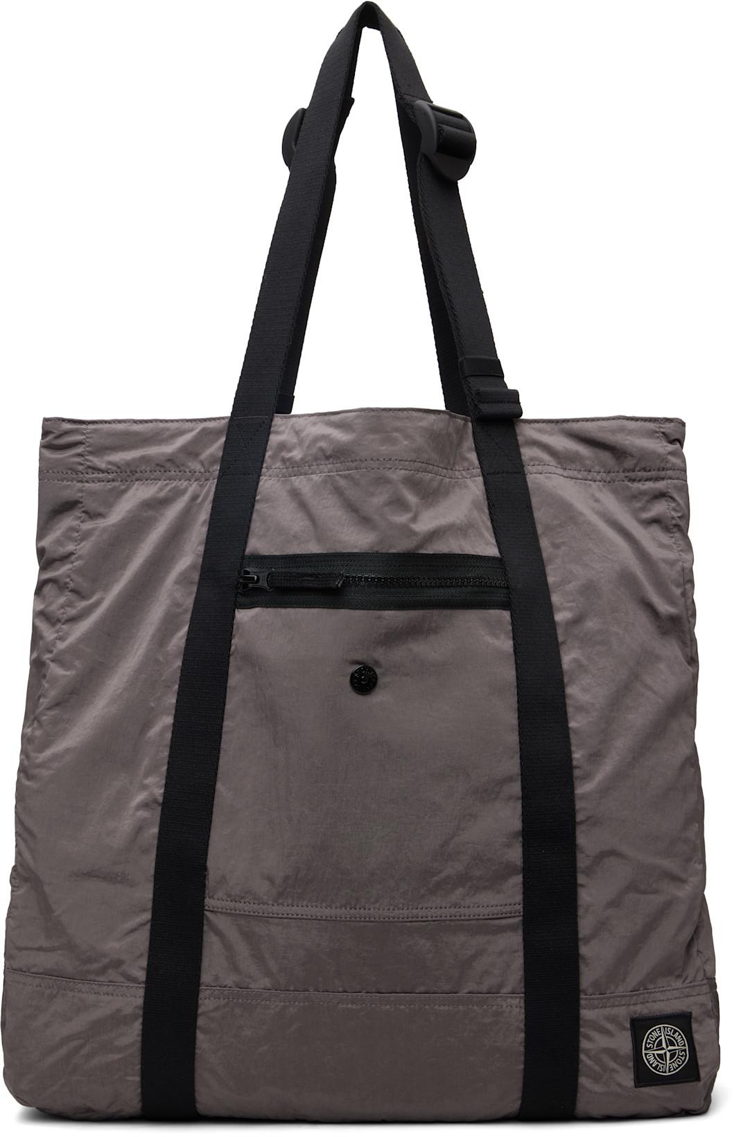 Gray 9200012 Coated Nylon Metal ECONYL Tote by STONE ISLAND